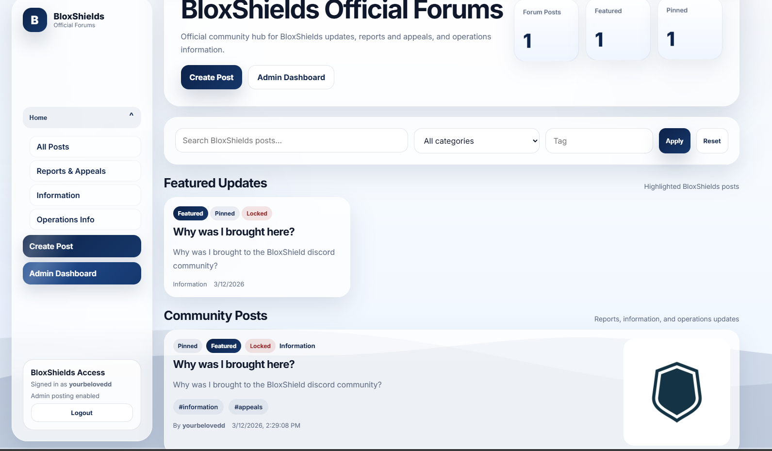BloxShield official forums (in development)